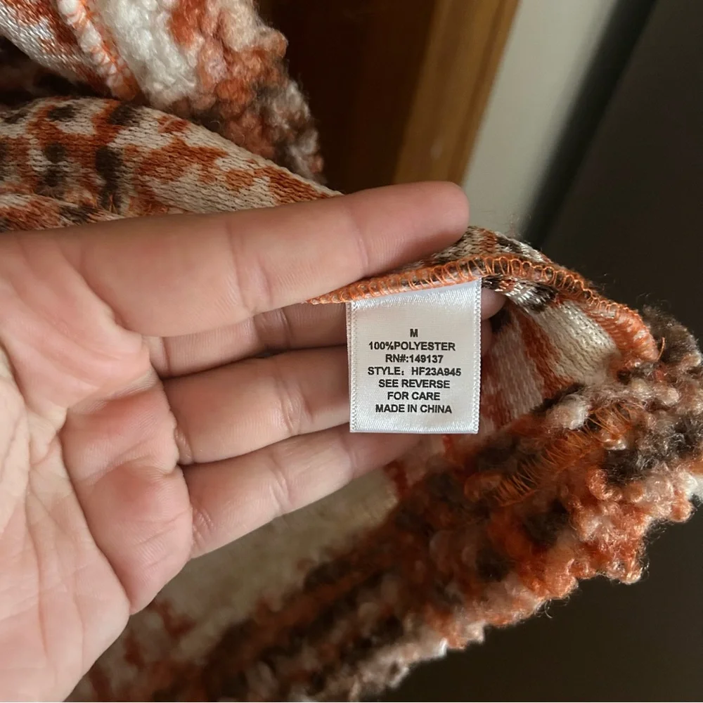 HYFVE Plaid Teddy Jacket - Cream, Orange, Brown - Picture 6 of 7